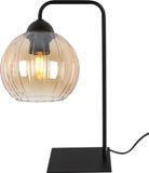 Costa Lampe de table noir, 1 point lumineux, abat-jour en verre, couleur miel, douille E27