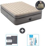 Intex Luchtbed - 2-Persoons - 152 x 203 x 51 cm - Grijs - Inclusief pomp - Hoeslaken en Reparatieset