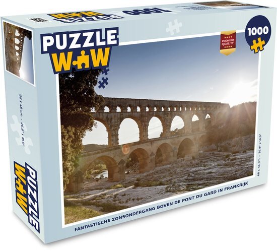 MuchoWow Puzzel Fantastische zonsondergang boven de Pont du Gard in Frankrijk - Legpuzzel - Puzzel 1000 stukjes volwassenen