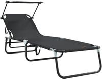 vidaXL Zonnebed Zwart Oxford 190 x 57 x 81 cm