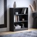 Merkloos Vida Designs Boekenrek met 3 niveaus, laag, zwart, houten plank voor kantoor, woonkamer meubels