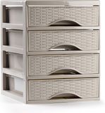 PLASTICFORTE Ladeblokje/bureau organizer met 4x lades - beige - L18 x B21 x H23 cm