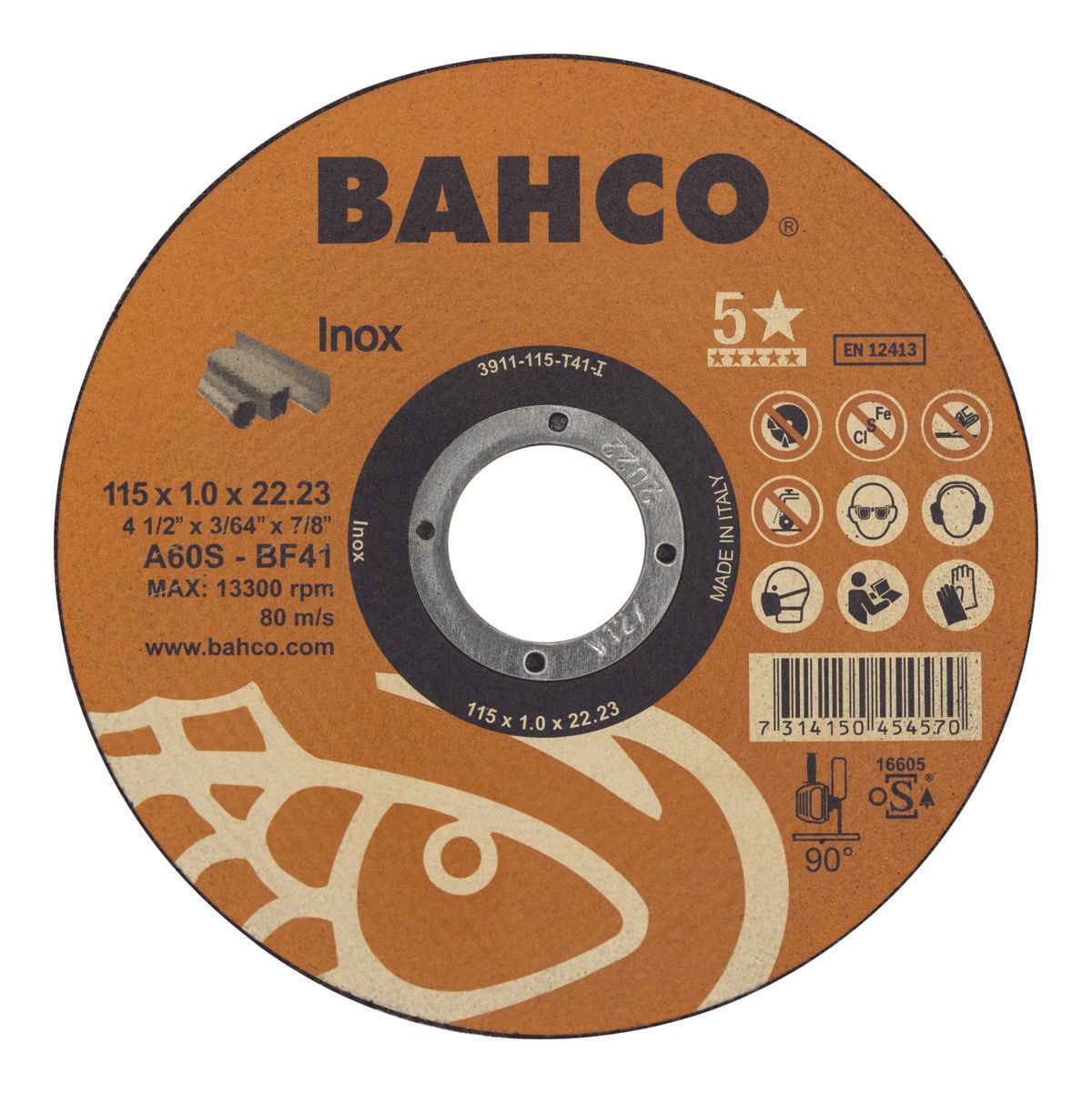 Bahco Slijpschijf | voor afbramen | voor RVS 230 x 1.9 x 22.23mm - 3911-230-T41-I