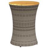 vidaXL Tuinbijzettafel trommelvormig poly rattan massief hout grijs