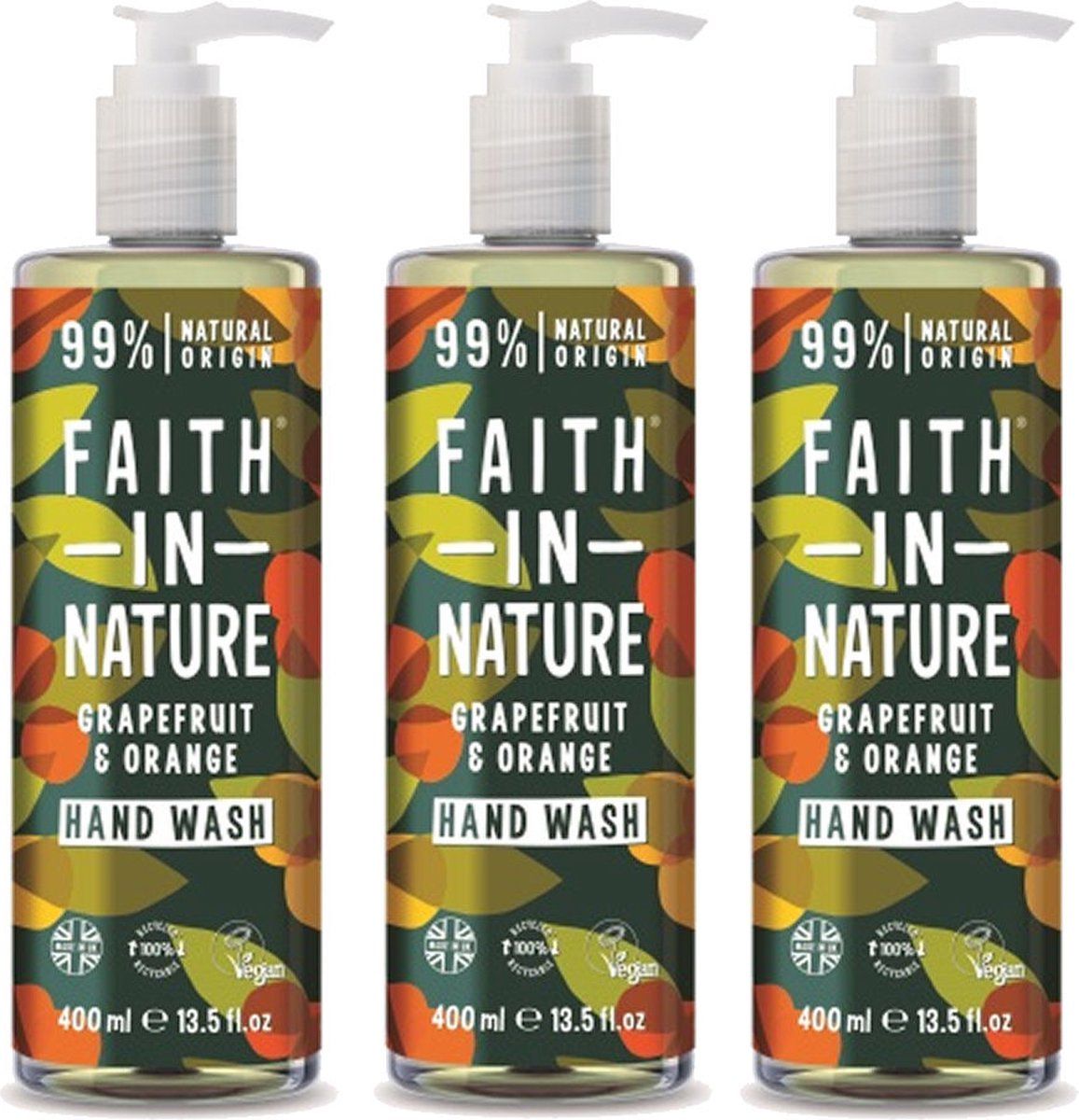 Faith In Nature Hand Wash Grapefruit & Orange 3-Pack - 6097154228224
