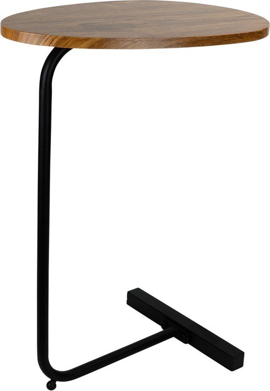 QUVIO Bijzettafel - Ovaal - Bruin - Hout - 30 x 45 x 60 cm