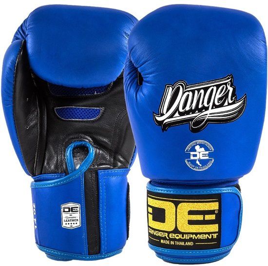 Danger Boxing Glove Supermax Leather Blue - 14 oz