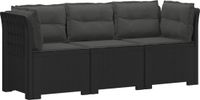 vidaXL 3-zits tuinbank met kussens in rattanlook PP Antraciet