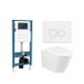 QeramiQ Dely Toiletset - inbouwreservoir Qeramiq Flush - 35mm zitting - metaal mat witte bedieningsplaat - ronde knoppen - mat wit