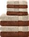 Komfortec Handdoekenset – Set van 8 - 4x Handdoek 50x100 cm en 4x Badhanddoek 70x140 cm - 100% Katoen - Bruin&Beige