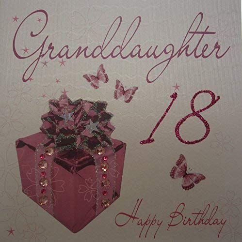 Handmade 18th Birthday Card for Granddaughter - White Cotton