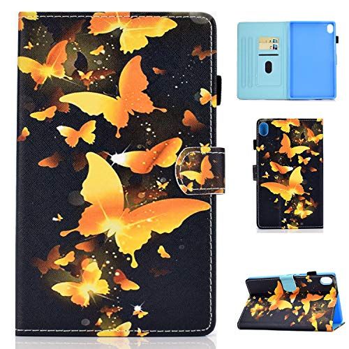 Bspring Case voor Huawei MediaPad M6 (8,4 inch) PU lederen hoesje Smart Case met slaap-/waakstandaard Flip Cover voor Huawei M6, Gouden Vlinder