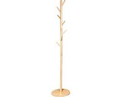 QUVIO Staande kapstok hout - 175 cm hoog - 8 ophanghaken - Lichtbruin