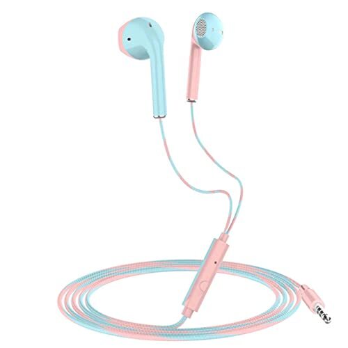 Calager Headset met microfoon telefoon bellen fijn vakmanschap in-ear draadgestuurde hoofdtelefoon voor reizen roze blauw