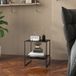 Table basse carrée industrielle en métal noir avec étagère de rangement - 40 x 40 x 45 cm, meuble d'appoint moderne pour salon