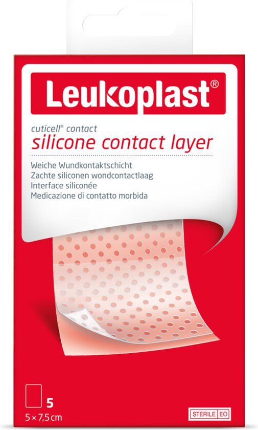 Leukoplast Cuticell Contact Siliconen Wondcontactlaag 5 cm x 7,5 cm - 5 stuks