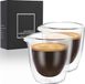 Holland Connections Set van 2 Dubbele Wand Espresso Kopjes - 2 oz Transparante Espresso Tuiten - Perfect voor Espresso Machines