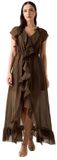 Maelys Robe à Volants Manches Courtes Brun 2XS Femme