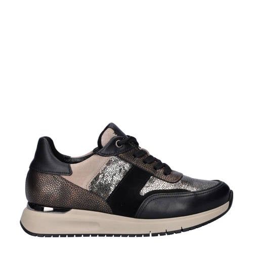 Gabor Comfort Optifit leren sneakers zwart/brons/zilver