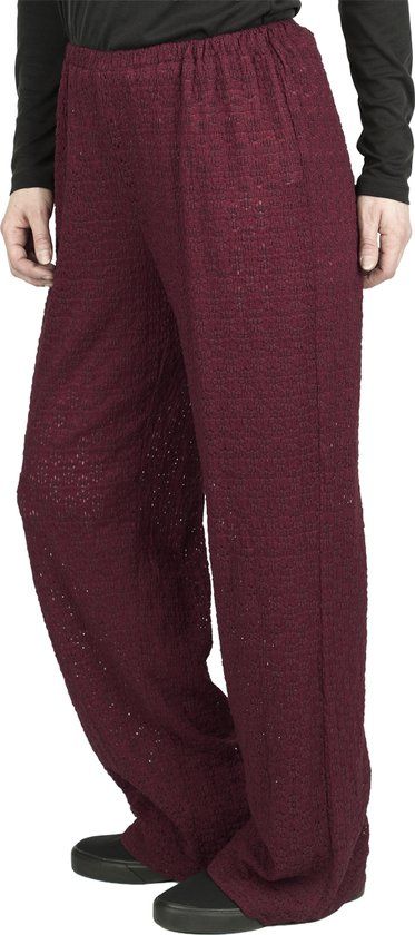 R.E.D. by EMP Bordeauxrode wijde broek met kanten details - Dames - L