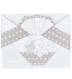 Andy & Helen Beddengoedset voor kinderwagen, geborduurd, hoeslaken met elastieken en kussensloop, grijs