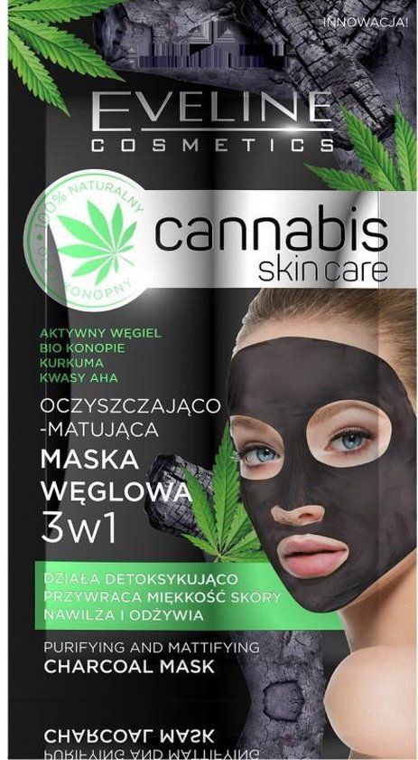 Eveline Cosmetics Cannabis Skin Care 3in1 Charcoal Mask 7ml