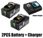 Makita Lithium-ion accu de remplacement pour outils électriques - BL1830 - 18 V - 800 mAh - 2 batteries - 1 chargeur - Rechargeable