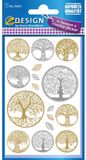 AVERY Zweckform 55654 Foliestickers, levensboom, 16 stickers, zilver en goud