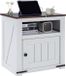 VEVOR Table d'appoint de ferme, table de chevet carrée avec ports USB et prises, table d'appoint à 3 niveaux avec armoire de rangement, idéale pour le salon, la chambre, le bureau, blanc