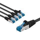 goobay 66041 CAT 6A netwerkkabel in 5-delige set/patchkabel afgeschermd S/FTP/CU Ethernet-kabel, PiMF, LSZH/Cat 6a-kabel met 10 Gbits, zwart, 5x 2 m