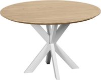 QUVIO Eettafel Sofia - Rond - ø120 cm - Witte kruispoot - FSC® gecertificeerd mangohout - Naturel