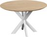 QUVIO Eettafel Sofia - Rond - ø120 cm - Witte kruispoot - FSC® gecertificeerd mangohout - Naturel