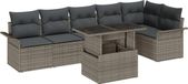 vidaXL Tuinbank - Set - 7 - st - Grijs - Polyrotan