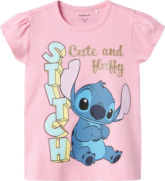 NAME IT NMFFOLLY STITCH SS TOP NOOS WDI - Meisjes - T-shirts - 80 - Roze