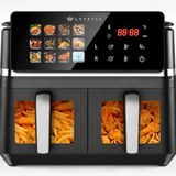 LVTETIA Air Fryer BW-IP8018D, dubbele mand met venster, friteuse zonder olie, grote capaciteit, 9 l, 2000 W, 12 intuïtieve programma's