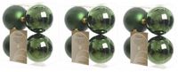 Decoris Kerstballen - 12x st - donkergroen - 10 cm - kunststof