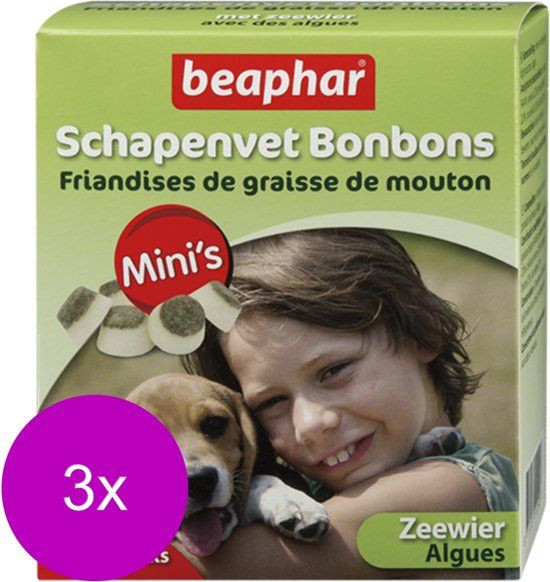 BEAPHAR Schapenvetbonbons Zeewier - Hondensnacks - 3 x Mini