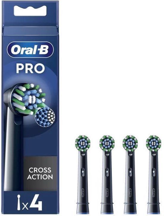 Oral-B Cross Action Pro - Opzetborstels - CleanMaximiser Technologie - Zwart - 4 Stuks