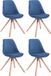 CLP Toulouse Set van 4 Stoelen - Zonder armleuning - Stof - Blauw Natura