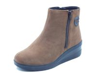 Cinzia Soft IV2609 Toffee enkellaarsjes voor dames van bruin nubuck met dubbele ritssluiting