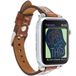 VENTA® Lederen armband Slim voor Apple Watch 1/2 / 3/4 / 5 wisselarmband, compatibel met Apple Watch vervangende armband, echt leer (42-44 mm/zadelbruin / VA18-RST2EF) + adapterset zilver