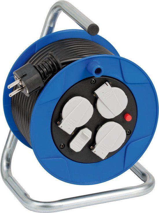 Brennenstuhl Garant Compact - Kabelhaspel - 15m - 3-voudig - USB - Blauw
