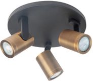 Highlight Opbouwspot Aston | Zwart + Brons Metaal | Rond | GU10 | 3-voudig | ⌀ 25cm