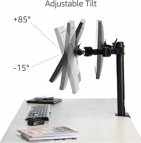Amazon Basics Monitorhouder/draagarm voor 2 monitoren, zwart, 33 tot 76 cm (Refurbished B)