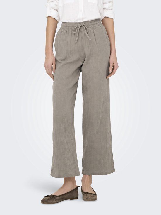 JDY Theis Life Wide Broek Dames - Maat L X L32 - Lichtbruin - Katoen - Regular Fit