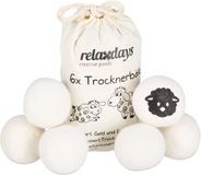 Merkloos / Sans marque Relaxdays 24 x drogerballen XXL - wasdrogerballen schaapwol - dryer balls - wit