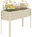 Bac à plantes surélevé - Bac à plantes en métal avec pieds - 127x44x80 cm - Bac à plantes ergonomique sur pied avec système de drainage - Convient aux légumes, herbes et fleurs - Beige