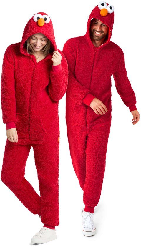 Sesame Street OppoSuits Elmo Onesie - Sesamstraat Jumpsuit - Rood - Maat: XXL