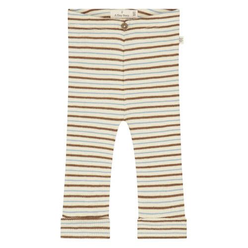 A Tiny Story katoenen slim fit gestreepte babybroek - beige