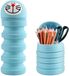 Ibenzoa® Telescopische pennenhouder van siliconen – Cartoon pennenetui voor kinderen, blauw, verstelbaar van 12 tot 19,5 cm
